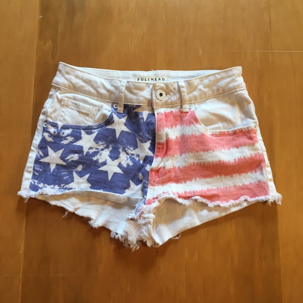 Bullhead Denim White Flag Shorts